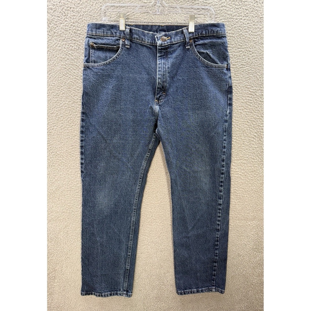 Wrangler Jeans Mens 36x30 Blue Denim Regular Fit Workwear Western Rancher Rodeo